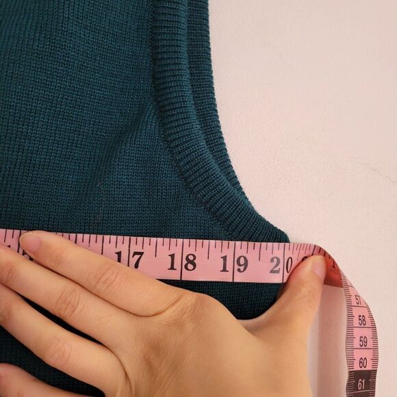 NEW MOTIFS Pure New Wool Vintage Style Western Australia Green Knit Sweater Vest - Picture 7 of 11